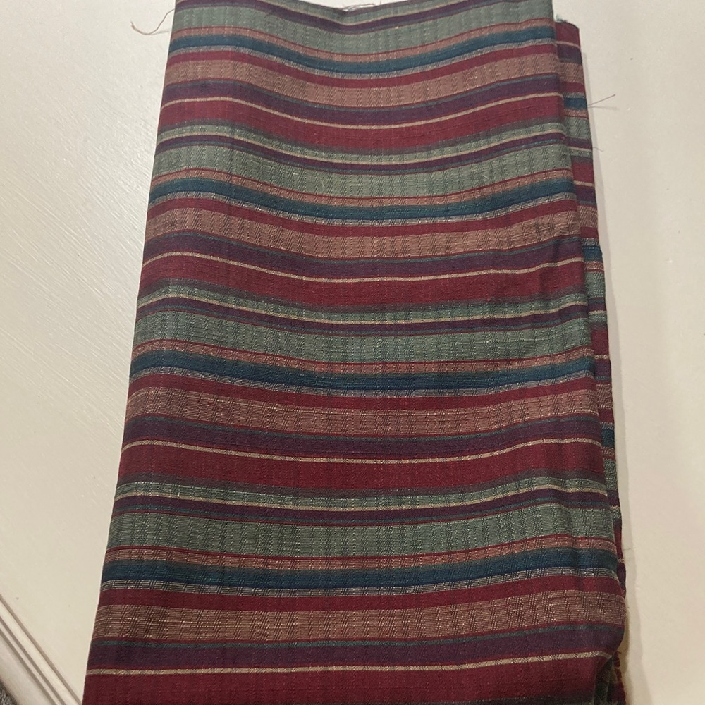 Striped Multicolor canvas Fabric Panel - Burgundy, Teal, Olive